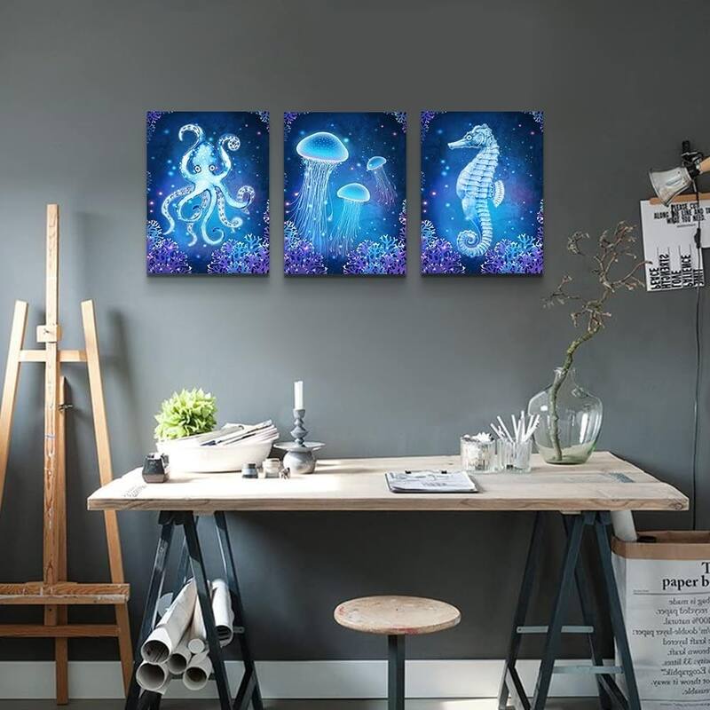 Blue Ocean Animal Seascape Canvas Prints Wall Art