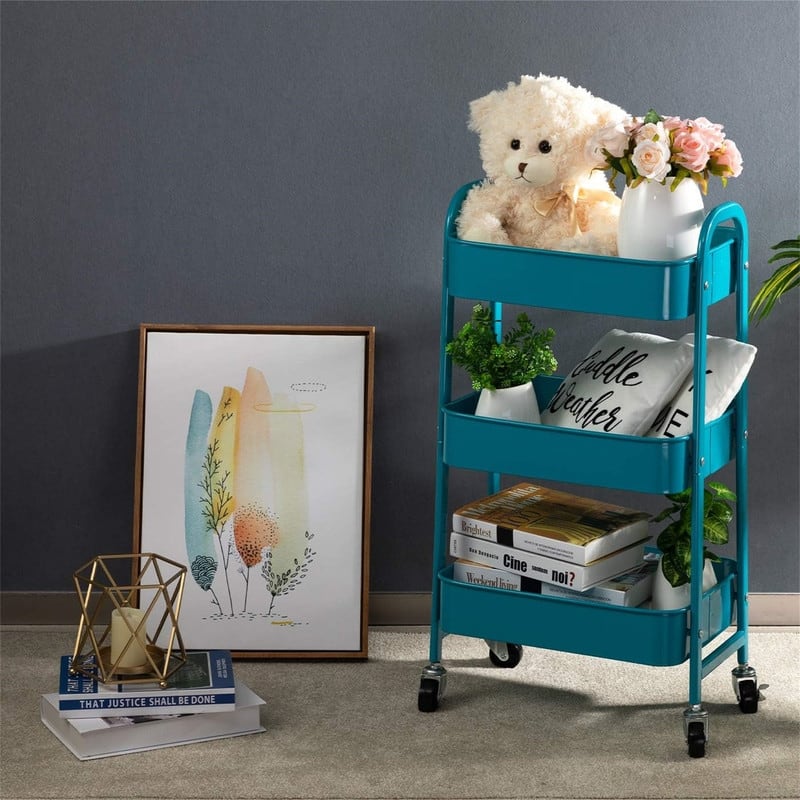 3 Tier Metal Utility Cart - 11.42"D x 15.35"W x 30"H