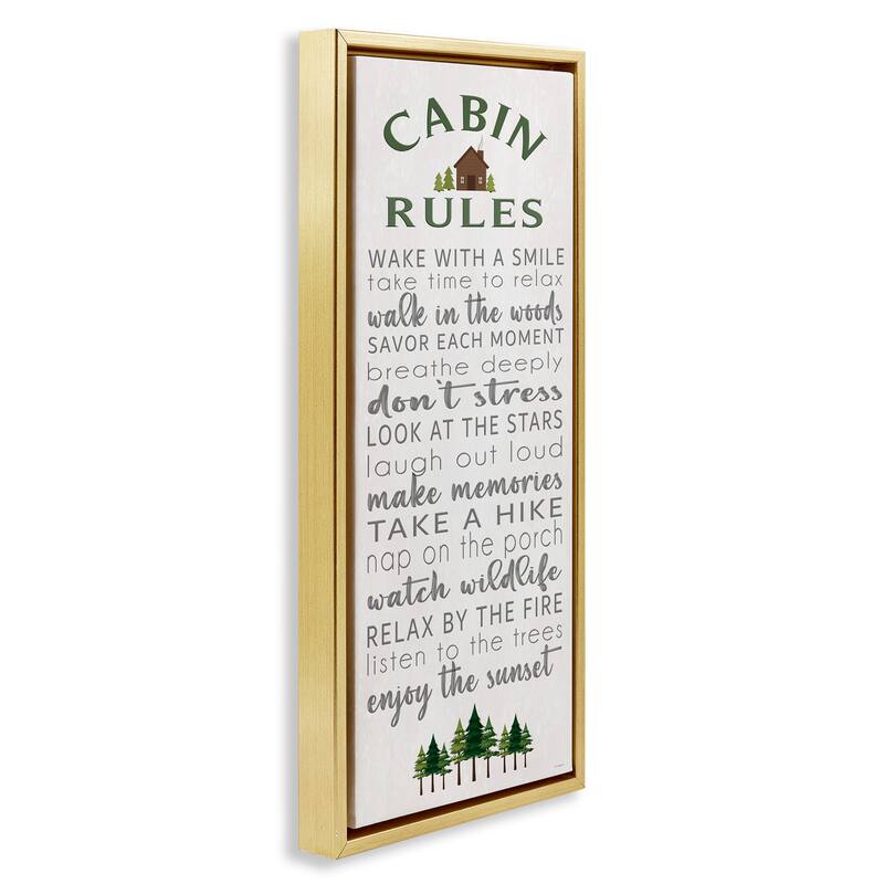 Stupell Fun Rustic Cabin Rules Framed Floater Canvas Wall Art Design By Seven Trees Design