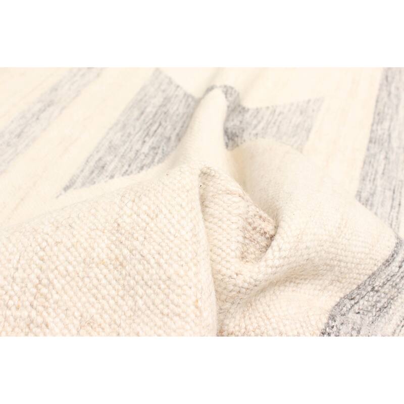 ECARPETGALLERY Flat-Weave Ankara FW Cream Wool Kilim - 5'1 x 7'6