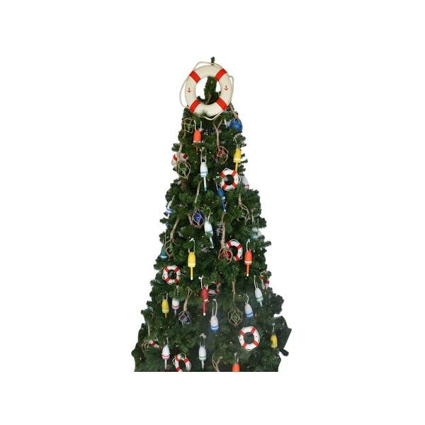 White Anchor Lifering with Red Bands Christmas Tree Topper Decoration ...