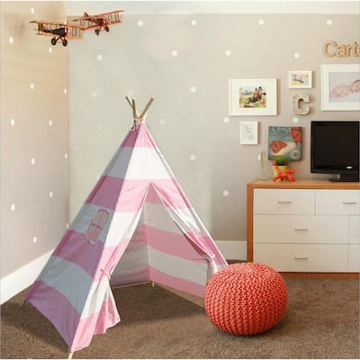 Natural Cotton Canvas Teepee Tent for Kids Indoor & Outdoor Use