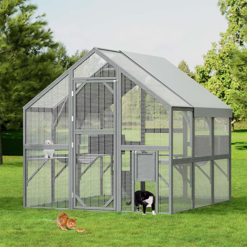 Large Outdoor Cat Enclosures with Houses, Bridges, Walks&UV Proof