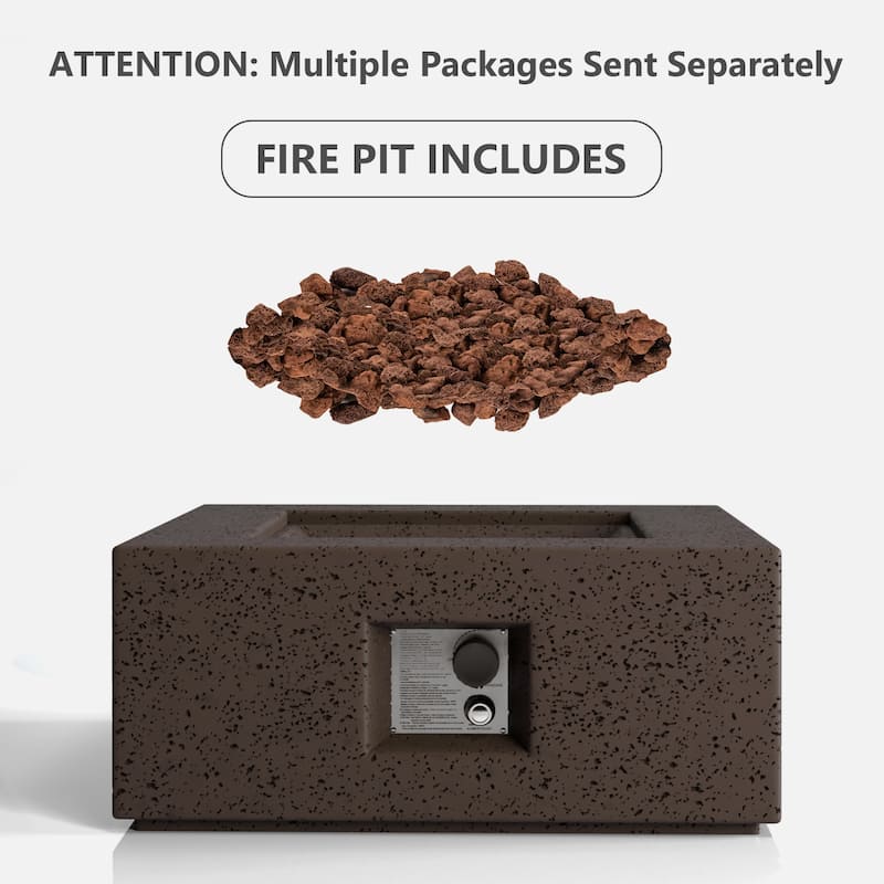 COSIEST Outdoor Square Propane Fire Pit Table, 40000BTU