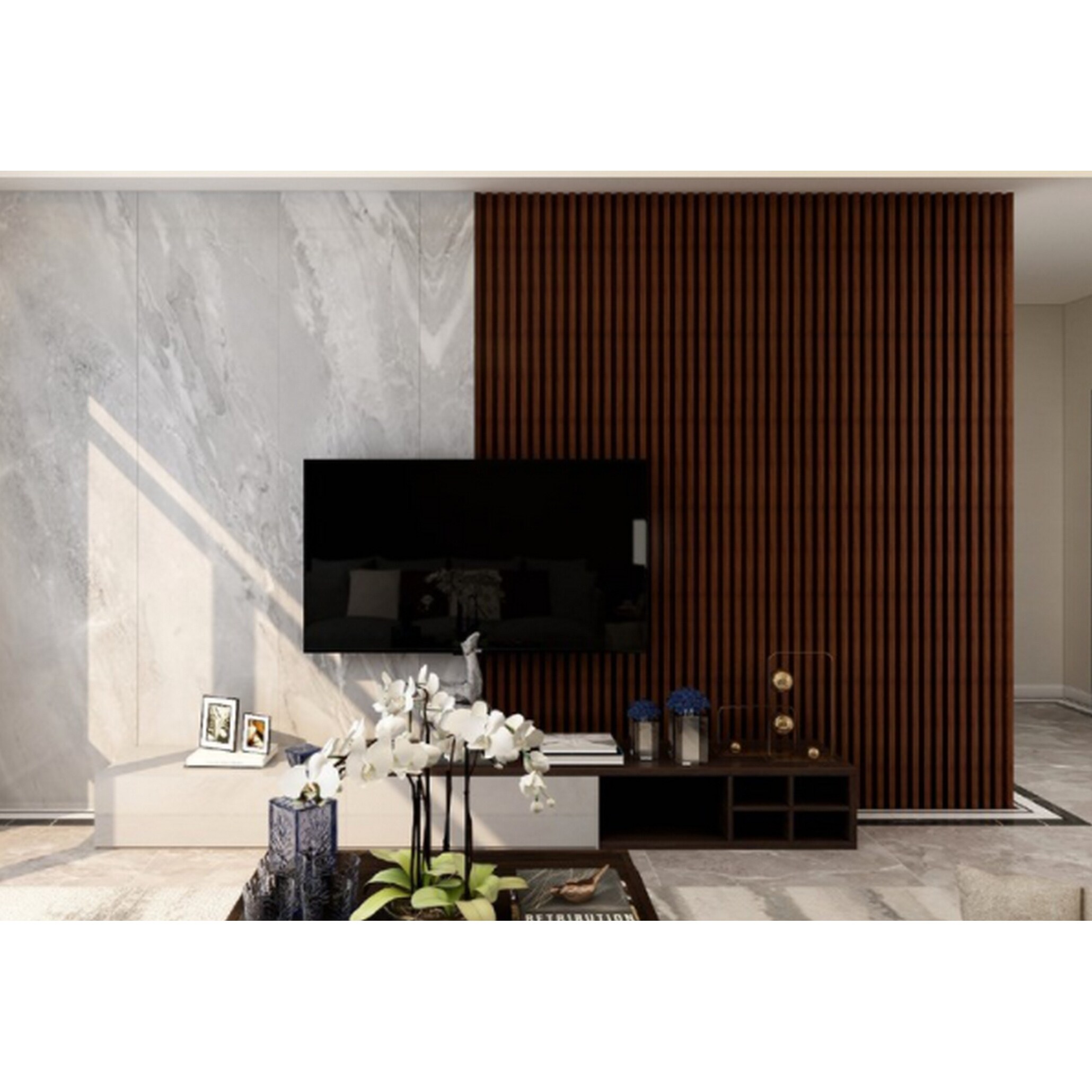 93 in. x 6 in x 0.8 in. Solid Wood Wall Siding Board - 3pc+1pc EndTrim ...