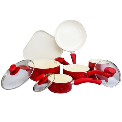 San Jacinto 9 pc Cookware Set - Red Speckle Aluminum - 2.5/2.1/2.0 mm