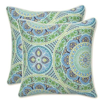 Pillow Perfect Outdoor Delancey Lagoon 16.5-inch Throw Pillow (Set of 2) - 16.5 X 16.5 X 5 - 16.5 X 16.5 X 5