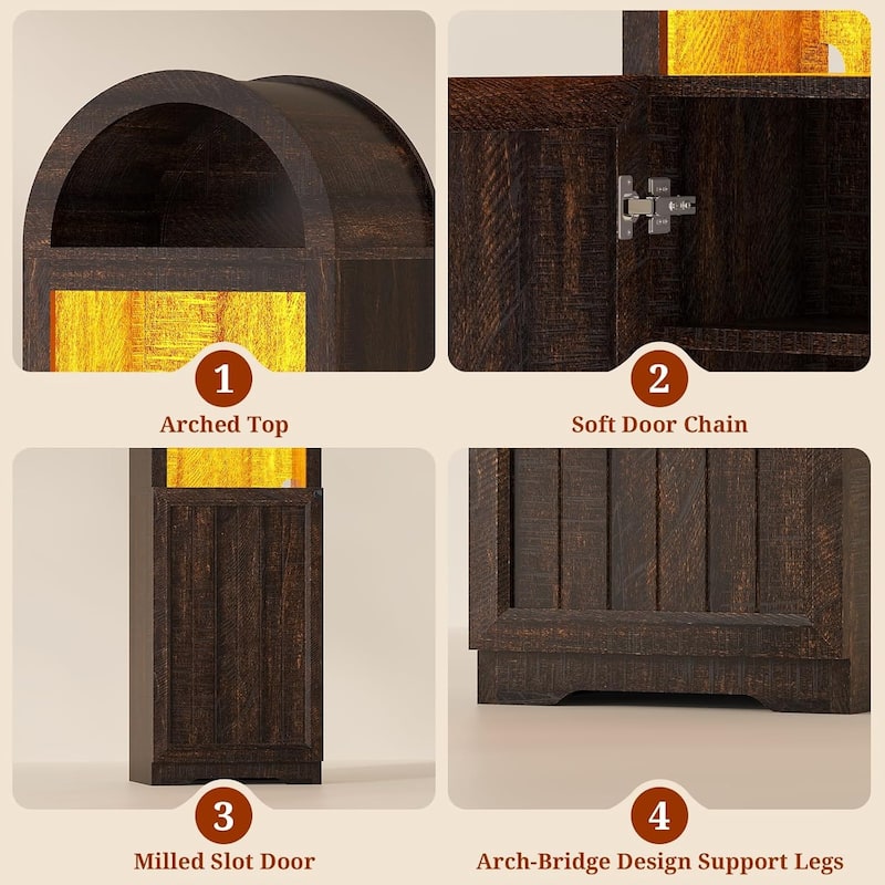 Tall Arched Cabinet Bookcase Storage Bookshelf Door Bathroom Storage Cabinet