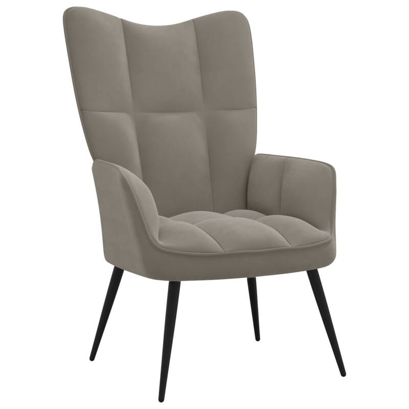vidaXL Relaxing Chair multi colors Velvet - without Stool - Light gray