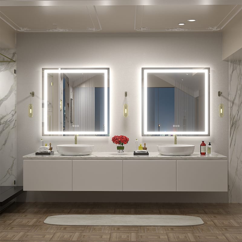 KIOTEE Super Bright Anti-fog LED Bathroom Mirror with Backlit and Front Lighting 3-Year Warranty