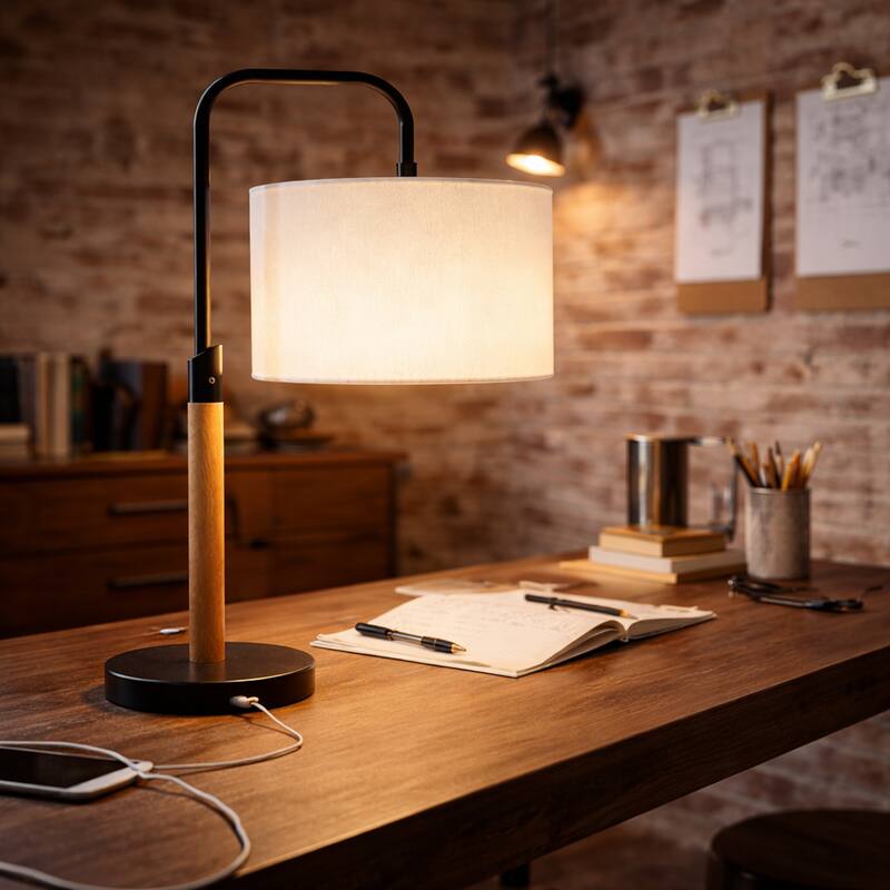 Valentina Modern Swirl Accent Table Lamp with Linen Shade