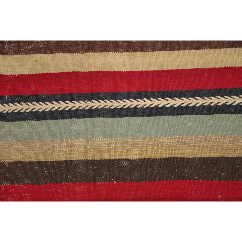 Hand Woven Oriental 100% Wool Carpet Southwestern Tribal Multi-Colored Kilim Area Rug - 8' 0'' X 5' 5''