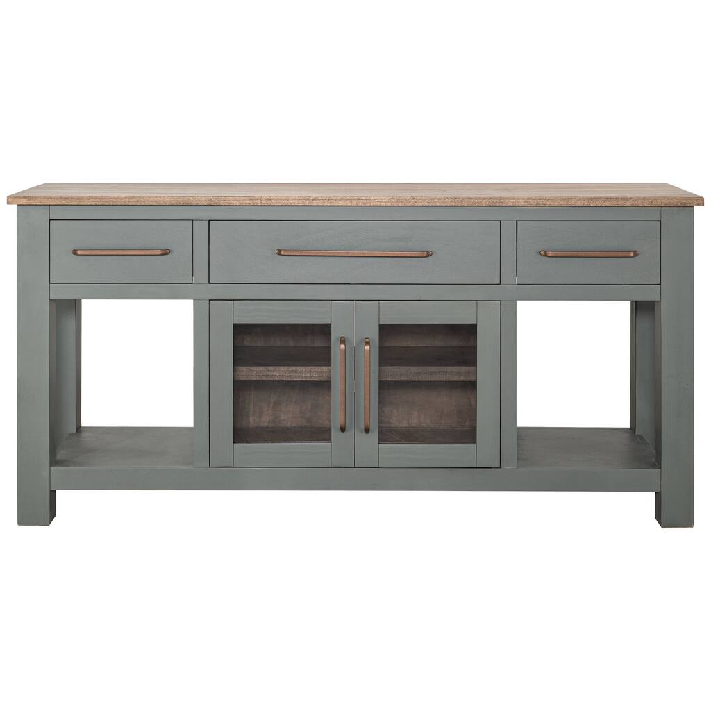 Irra Sideboard Console Buffet, 3 Drawer, 2 Doors, Turquoise, 70 Inch
