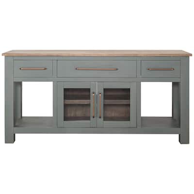 Irra Sideboard Console Buffet, 3 Drawer, 2 Doors, Turquoise, 70 Inch