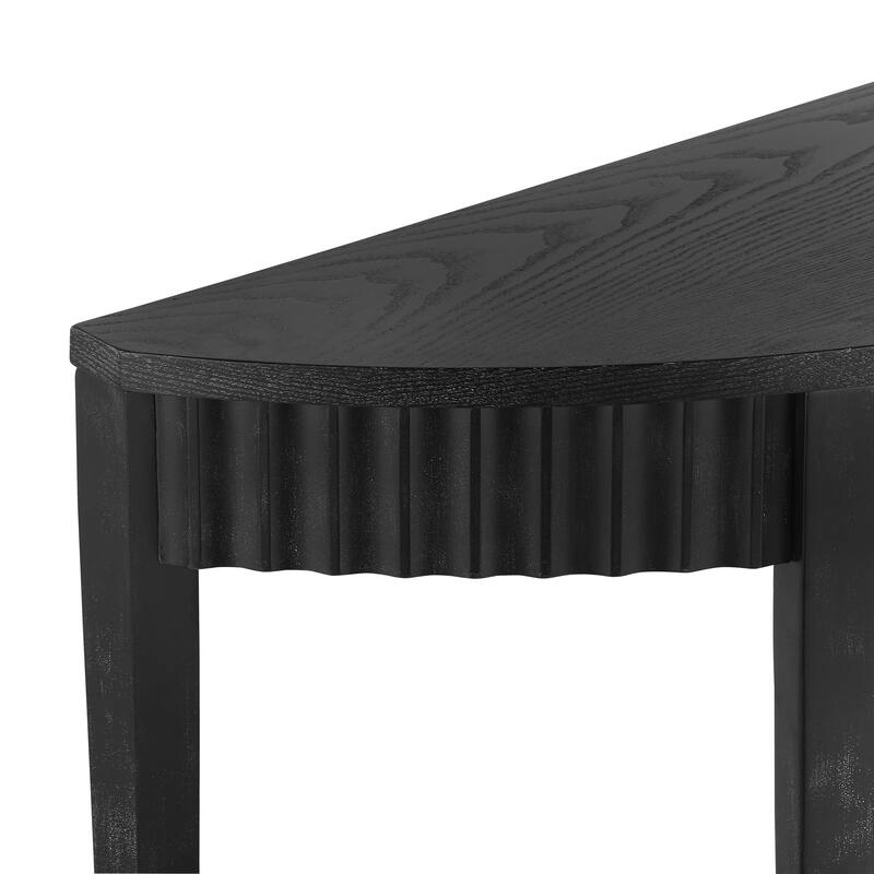 Elegant Half-Moon Entryway Table with Wood Veneer and Open Shelf - A Refined Accent Piece for Hallways or Foyers