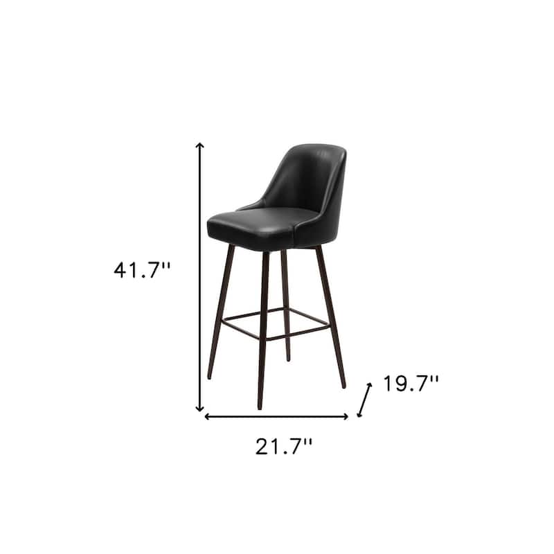 30" Black And Bronze Faux Leather And Steel Bar Height Swivel Bar Chair