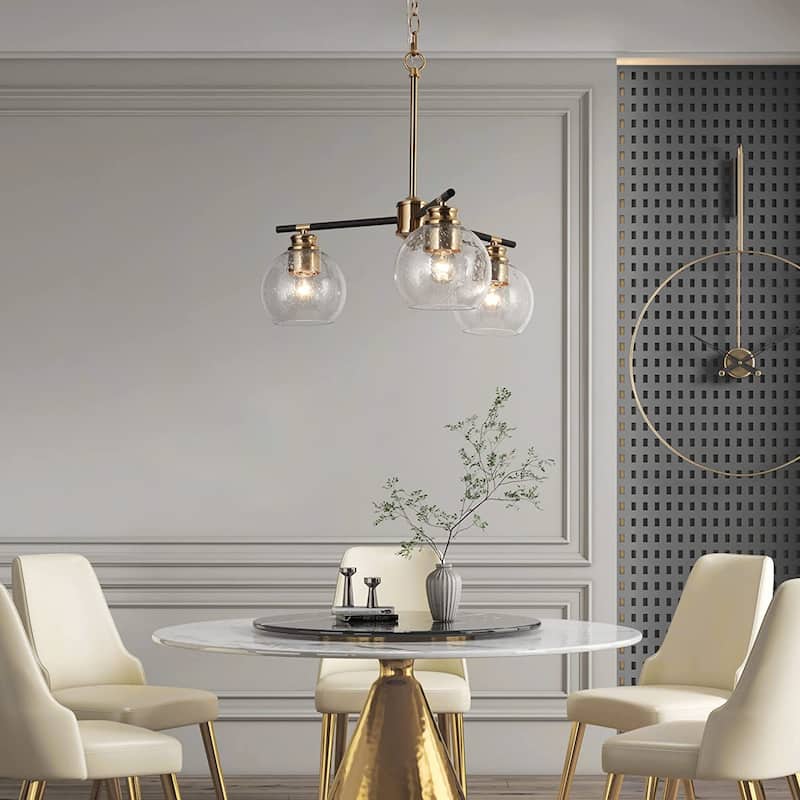 Modern 3-Light Black Gold Sputnik Chandelier Pendant Lights for Dining Room - 18" D x 17.5" H