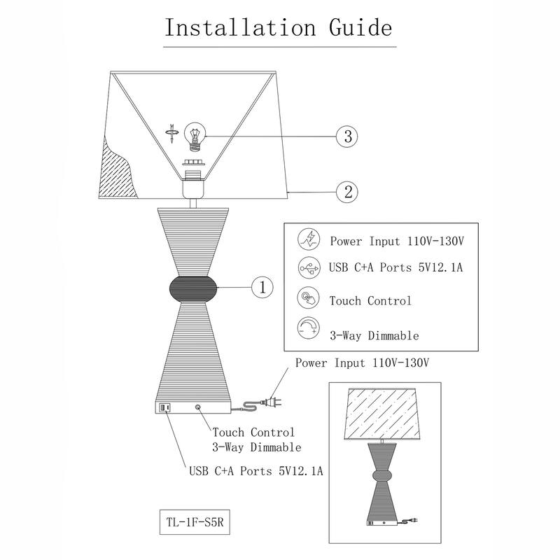 Alba 28" Rattan Table Lamp with USB 3-Way Touch Dimmer - 28 in.
