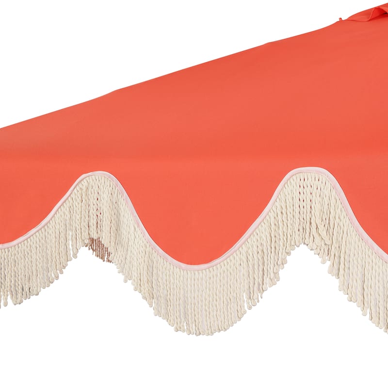 9ft Tassel Patio Umbrella Auto-Tilt, Crank , by JONATHAN Y