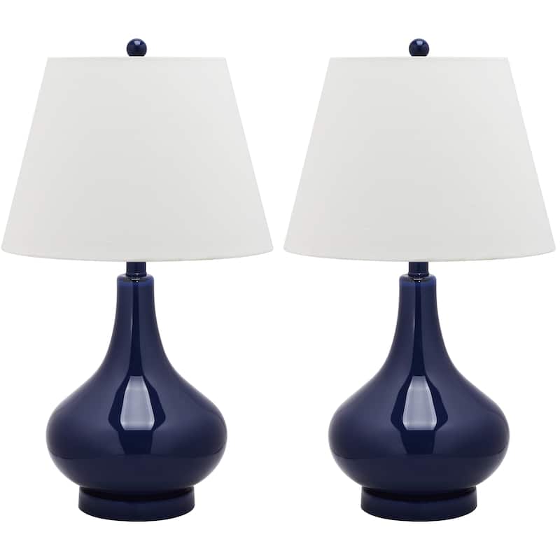 SAFAVIEH Lighting Shanda 24-inch Gourd Glass White Table Lamp (Set of 2) - 14"x14"x24" - 14Wx14Dx24H