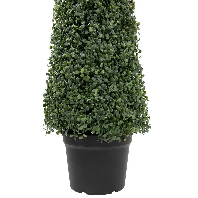 4' Artificial Two-Tone Boxwood Topiary Tree with Round Pot Unlit - 11