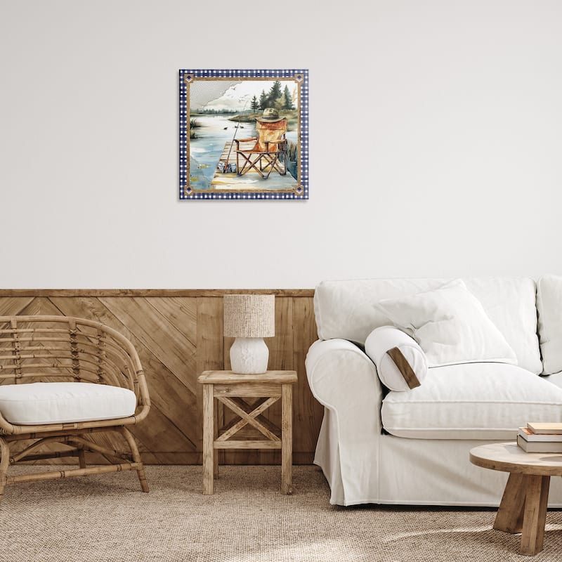 Stupell Fishing Chair on Dock Canvas Wall Art Design By Nicole DeCamp