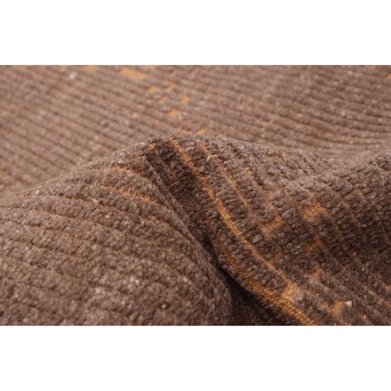 ECARPETGALLERY Hand-knotted Tangier Dark Brown Wool Rug - 5'0 x 7'11