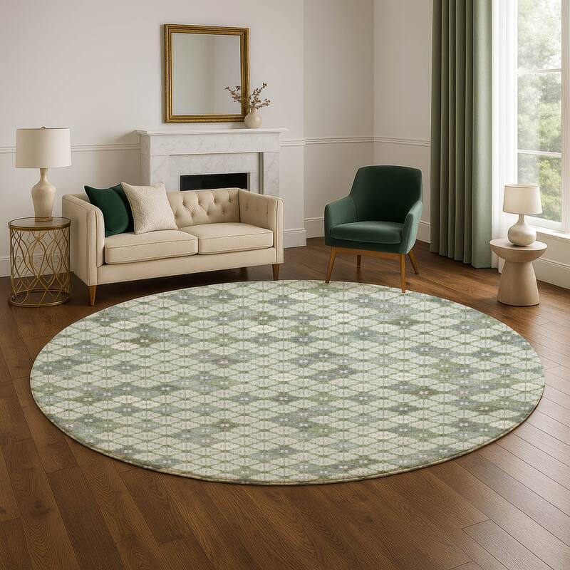 Premium Washable Super Soft Modern Mosaic Mayfield Rug - 8' x 8' - Mint