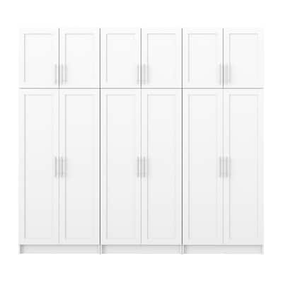 Prepac Elite 6 Piece Storage Cabinet Set with Panel Doors 16.75" D x 96" W x 89" H - 96 in W x 89 in H x 16.75 in D