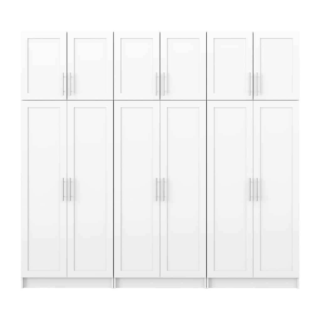 Prepac Elite 6 Piece Storage Cabinet Set with Panel Doors 16.75" D x 96" W x 89" H - 96 in W x 89 in H x 16.75 in D