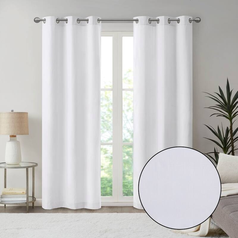 Basketweave Room Darkening Curtain Panel Pair