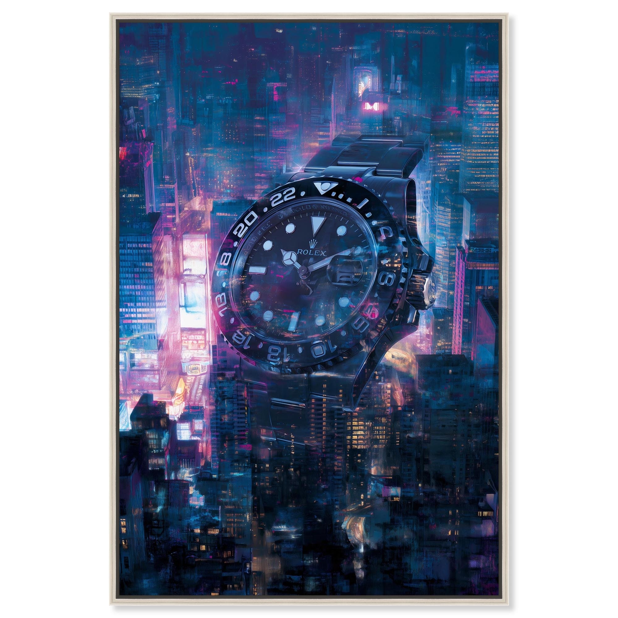 City Watch Lights Sneaker Art Framed Canvas Print by Notoriart