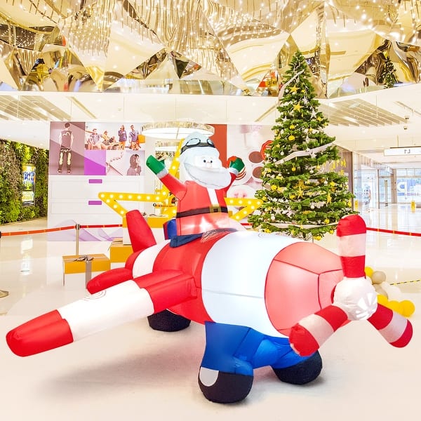 Shop Costway 8ft Led Inflatable Christmas Santa Claus Flying