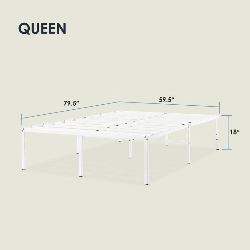 Metal 18-inch Platform Bed with Steel Slats By Crown Comfort