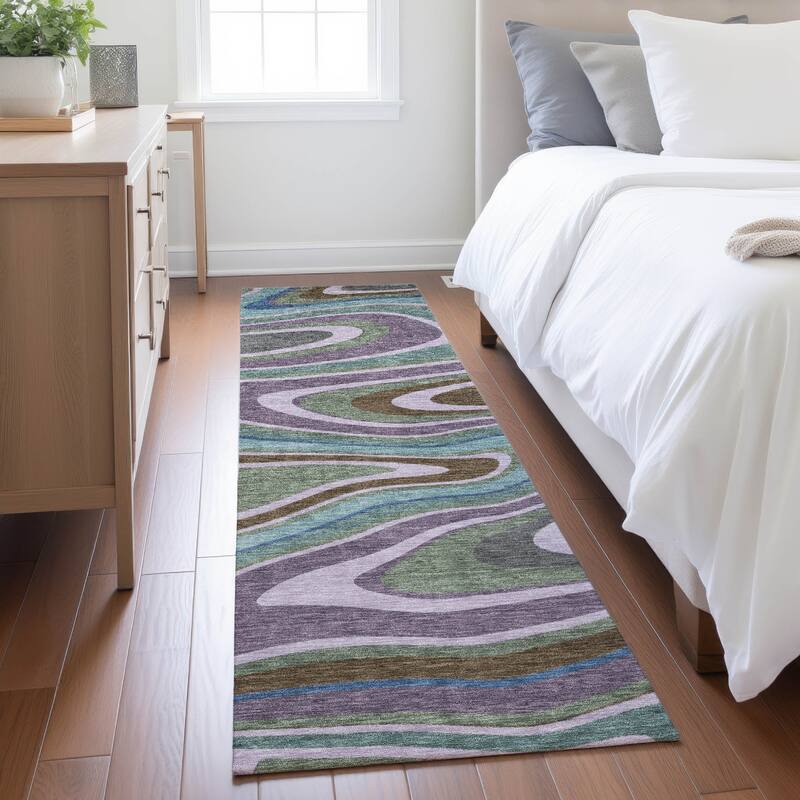 Machine Washable Indoor/ Outdoor Abstract Busey Chantille Rug
