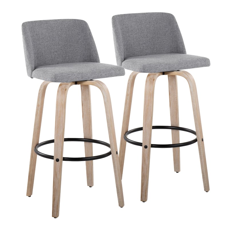 The Gray Barn Vallberga 30" Fixed-Height Bar Stool with White Washed Wood Base (Set of 2)