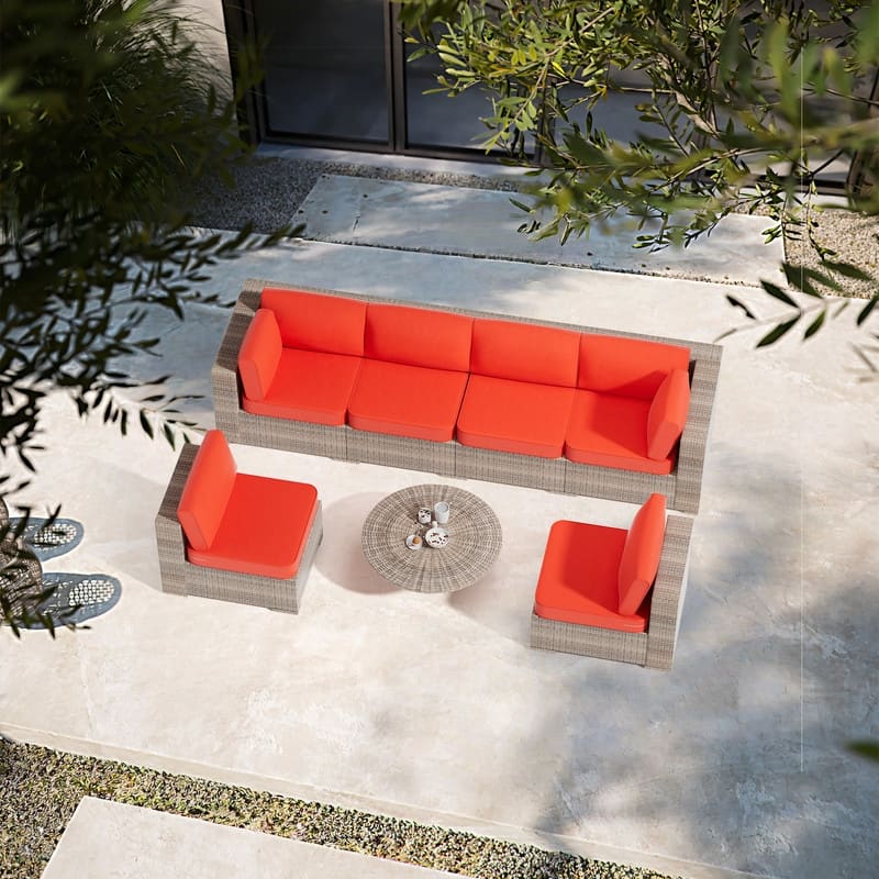 14-Piece Patio Furniture Sofa Cushions, 6-Seater Outdoor Cushion Set (Only Include Cusions，Not Sofa） - 25.6*25.6*4in