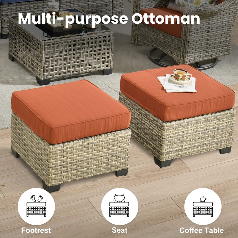 XIZZI 8-piece Outdoor Grey Wicker Furniture Conversation Set