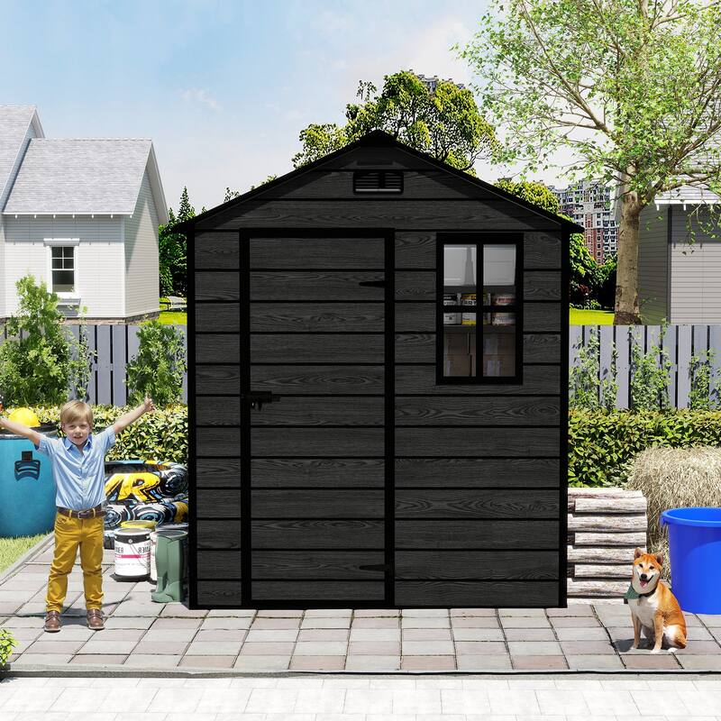 6*6ft Resin Storage Shed, High Quality Pp Material, Waterproof, Rust And Uv Proof, Large Storage Space, 12mm Thick Pp Board