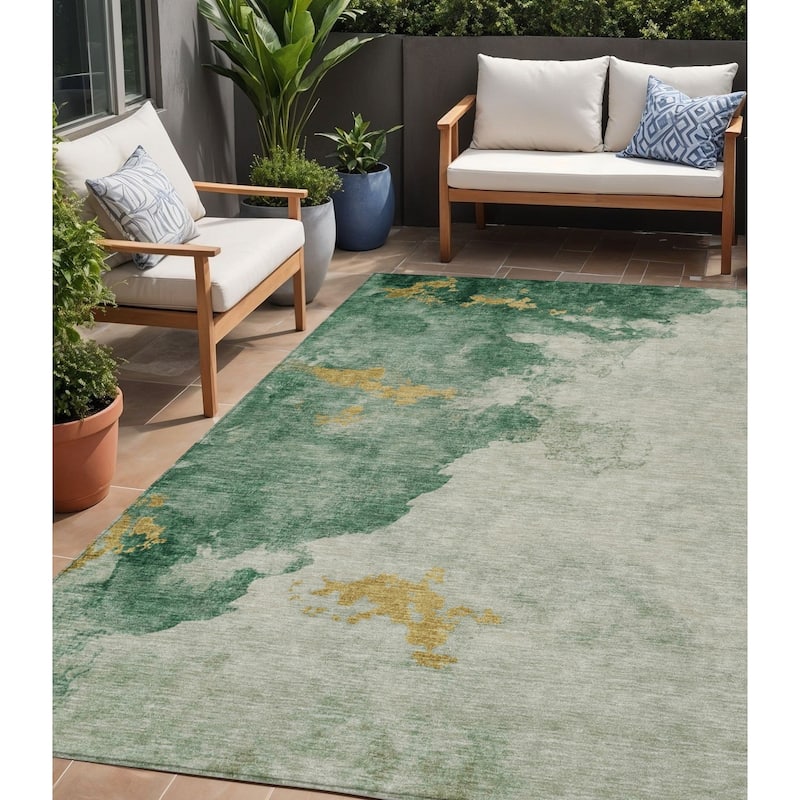 HomeRoots Abstract Transitional Rectangle Outdoor Rug - 5' X 8'