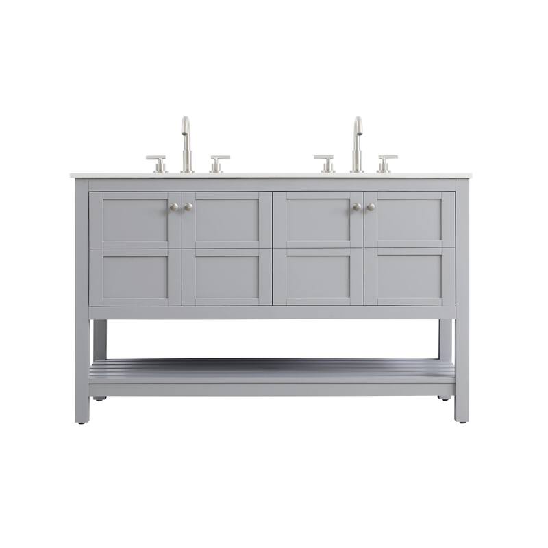 Elegant Lighting VF16454D Theo 54" Free Standing Double Basin Vanity - Gray