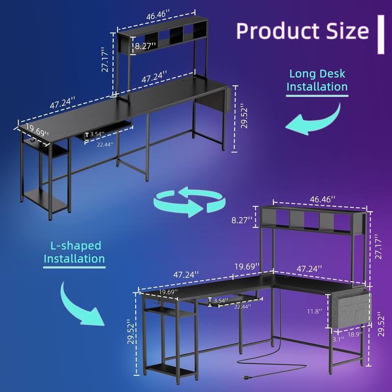 Futzca L Shaped Computer Desk, Black
