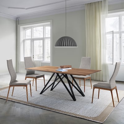 Modena Parker 5 Piece Dining Set with Gray Fabric Chairs