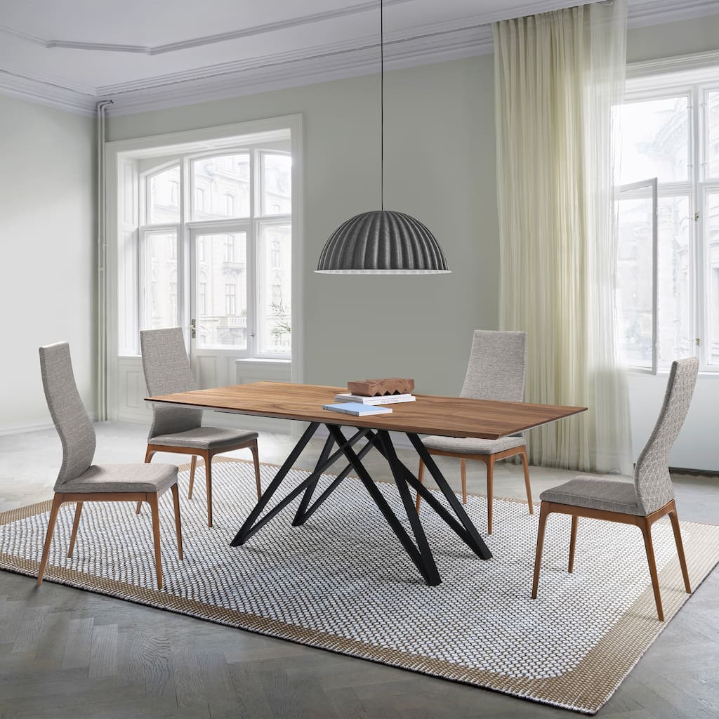 Modena Parker 5 Piece Dining Set with Gray Fabric Chairs