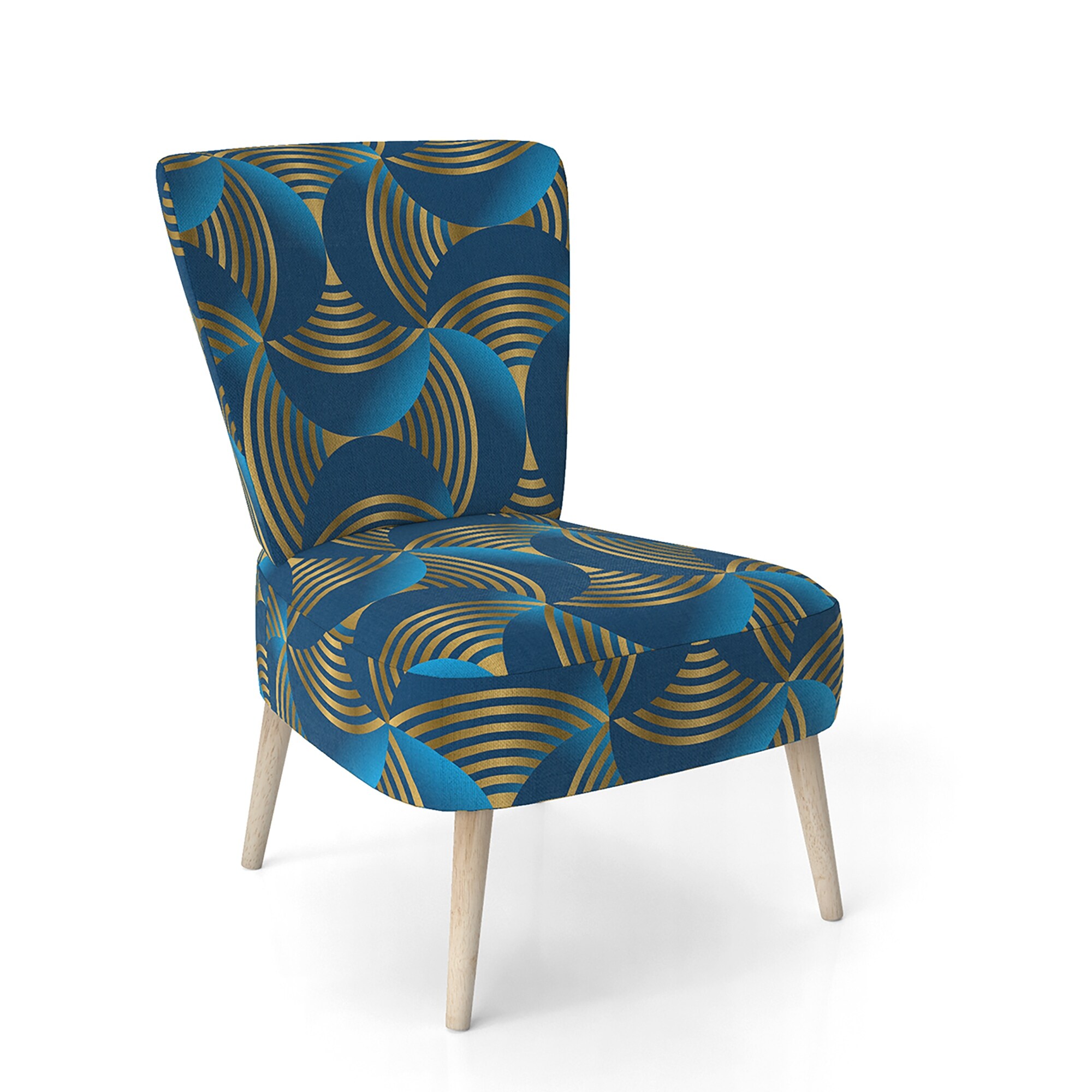 Designart "Geometric Abstract Waves In Gold And Marine Blue" - Picture 18 of 20