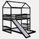 preview thumbnail 17 of 39, Twin Over Twin Bunk Bed with Slide, House Bed with Slide