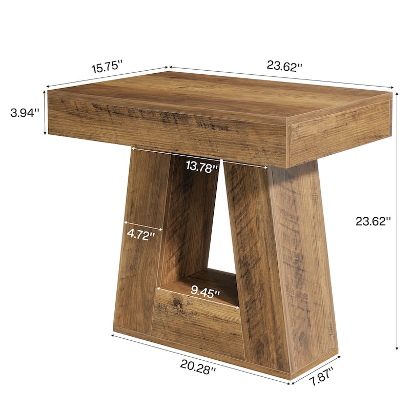 23.62" 2-Tier Modern Nightstand with Trapezoid Base