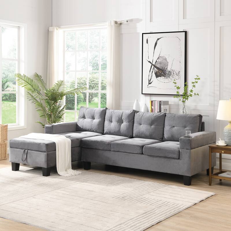 97.8" Modern 4-Seat Sectional Sofa Set