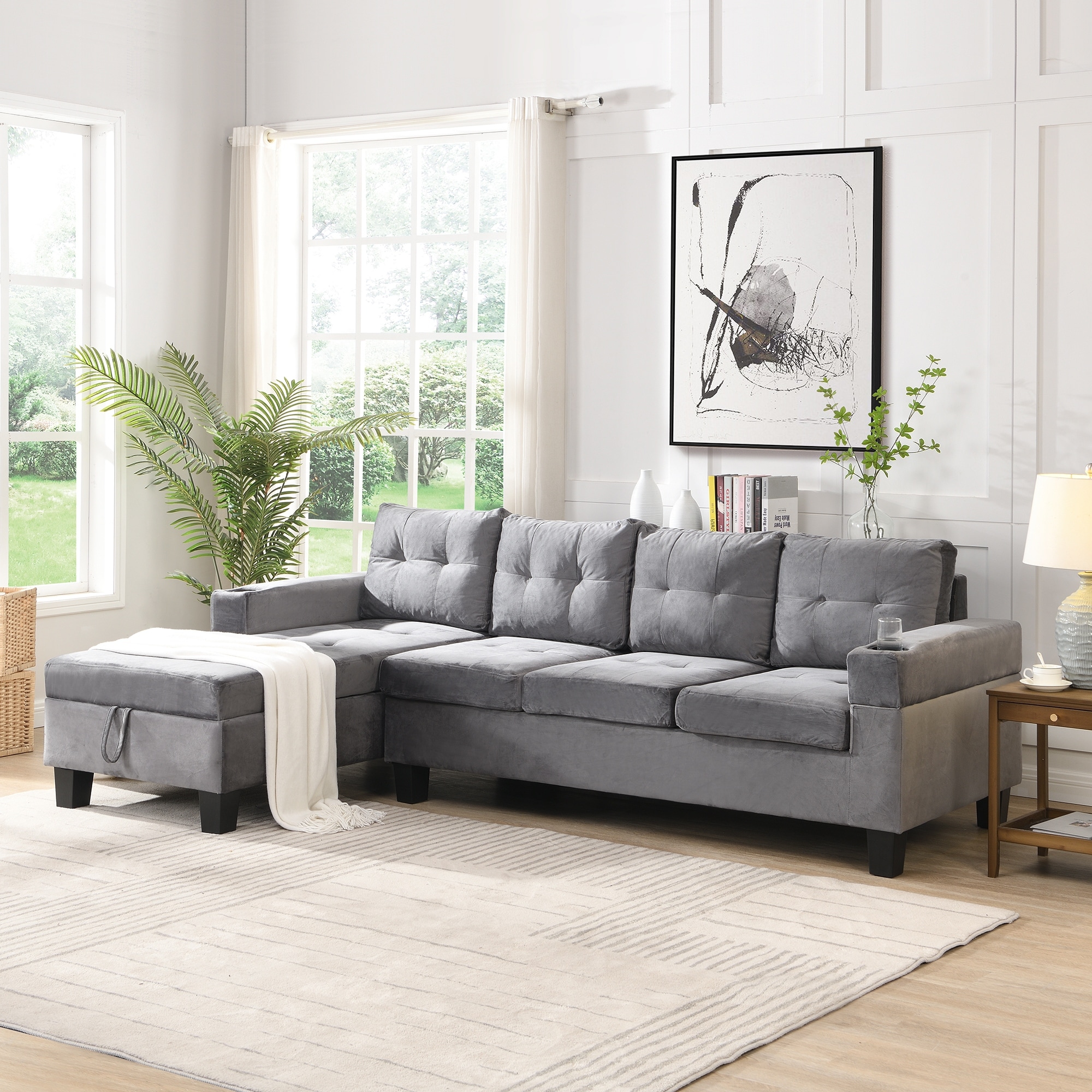 Grey left facing sectional top