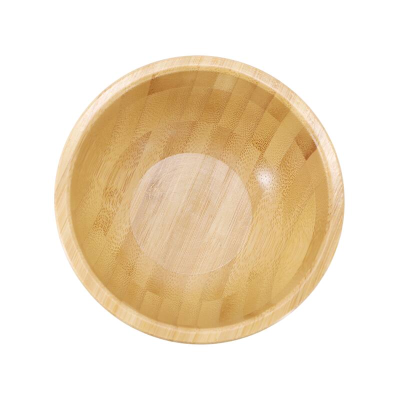 4 Piece 4.75 Inch Small Bamboo Wood Serving Bowl Set For Salads, Snacks, and More